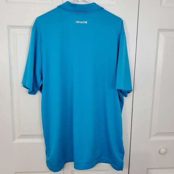 Adidas Mens Golf Polo Climachill Technology 2XL DriFit Blue With White Stripe - Picture 6 of 13
